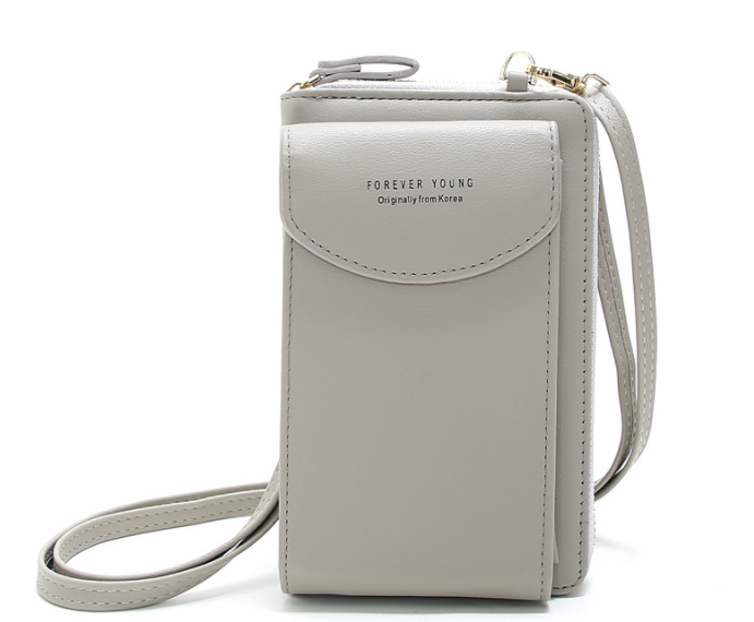 Mobile phone bag zipper women diagonal bag Grey - Shop at LoveMi