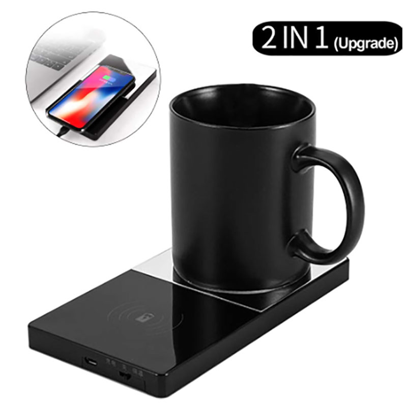 2 In 1 Heating Mug Cup Warmer Electric Wireless Charger For Home Office Coffee Milk — foto 5