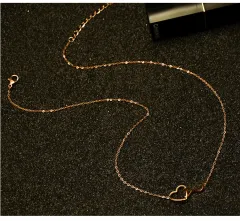 Hollow heart-shaped clavicle chain stainless steel rose gold necklace - Rose Gold - View 1