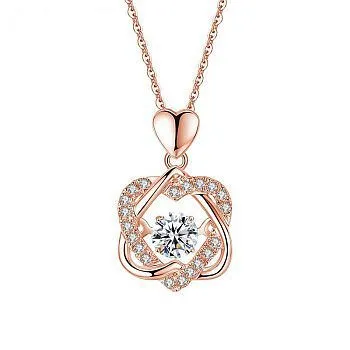 Beating Heart S925 Sterling Silver Necklace Rose Gold - Shop at LoveMi
