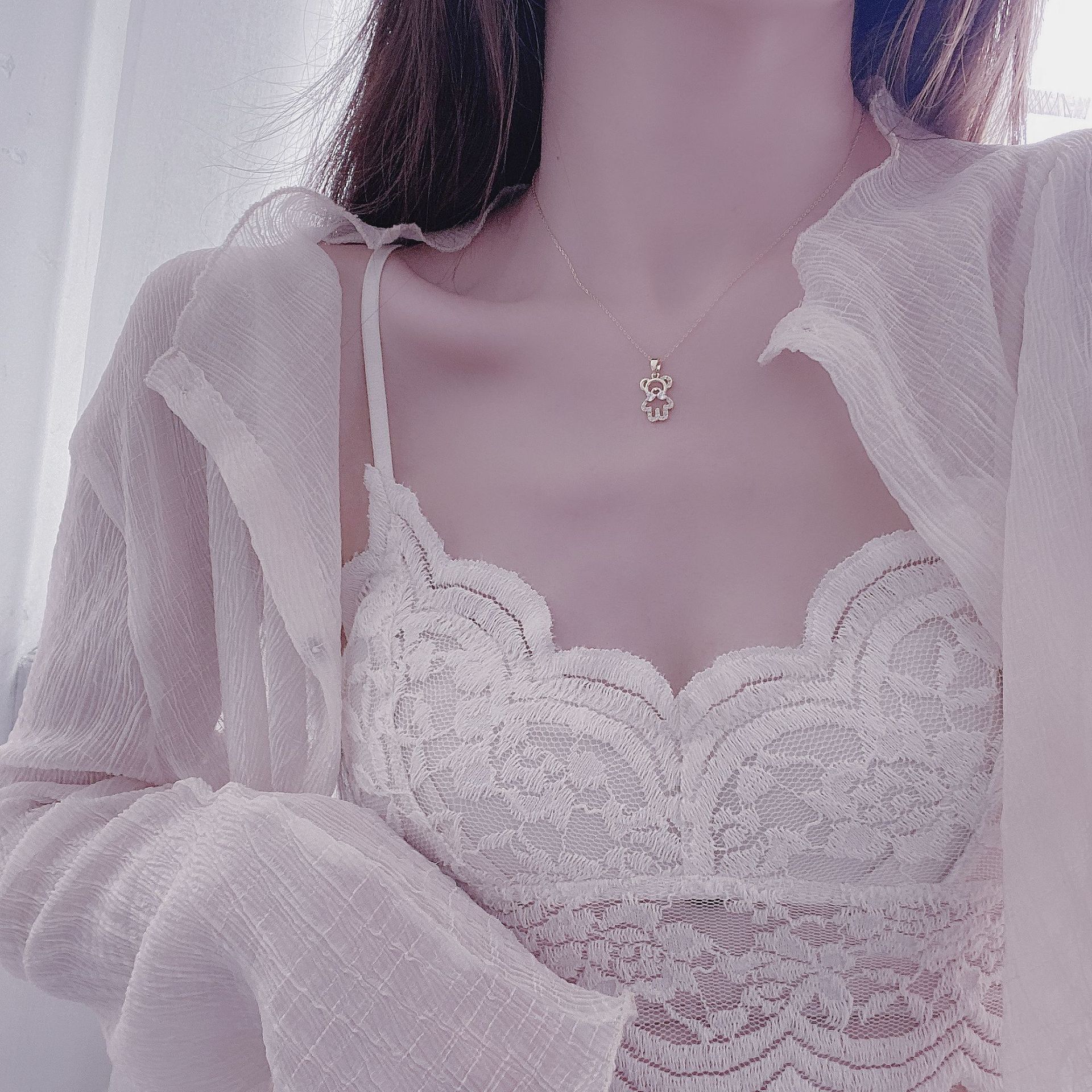 Cute temperament diamond zirconium short clavicle chain