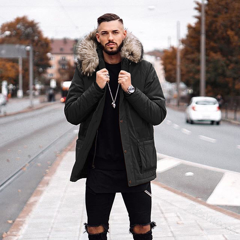 Hot sale mid-length fur collar cotton coat coat