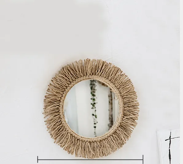 Hemp rope mirror creative background wall hanging 30Cm - Shop at LoveMi