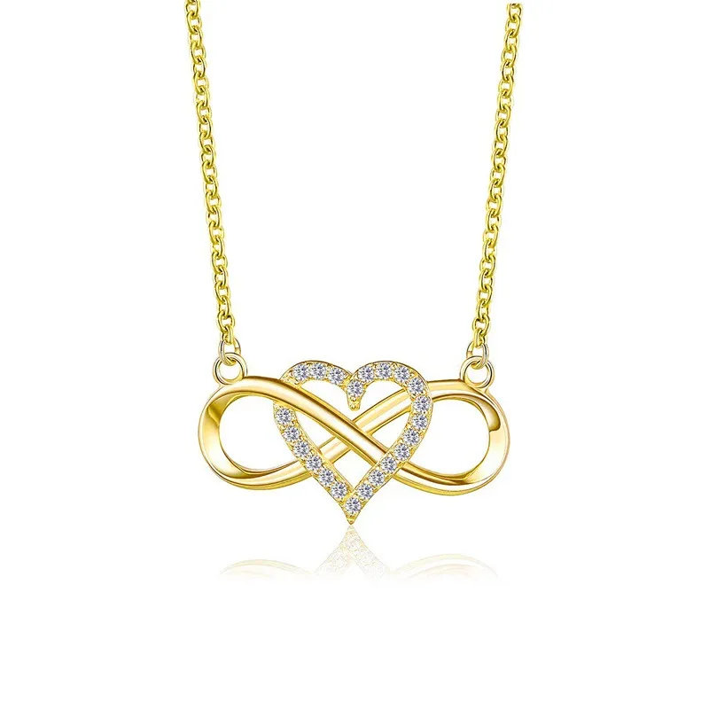 Knotted Love Necklace Cold Wind Simple 8 Heart Shaped - Gold
