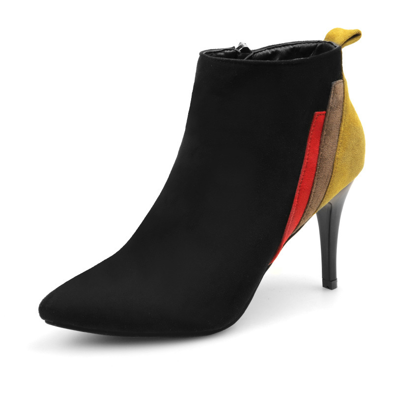 Suede color block stiletto boots