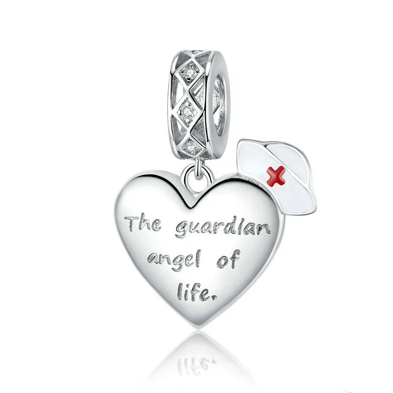 Guardian Angel Pendant Charm Silver 925 Bracelet accessories - Silver