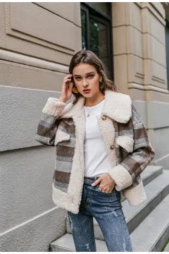 New coat plaid lamb wool thick plaid coat - Photo Color - View 1