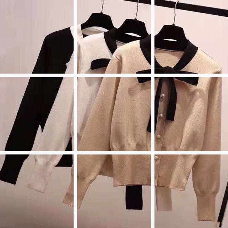 New edition women's bowknot fake cardigan sweater