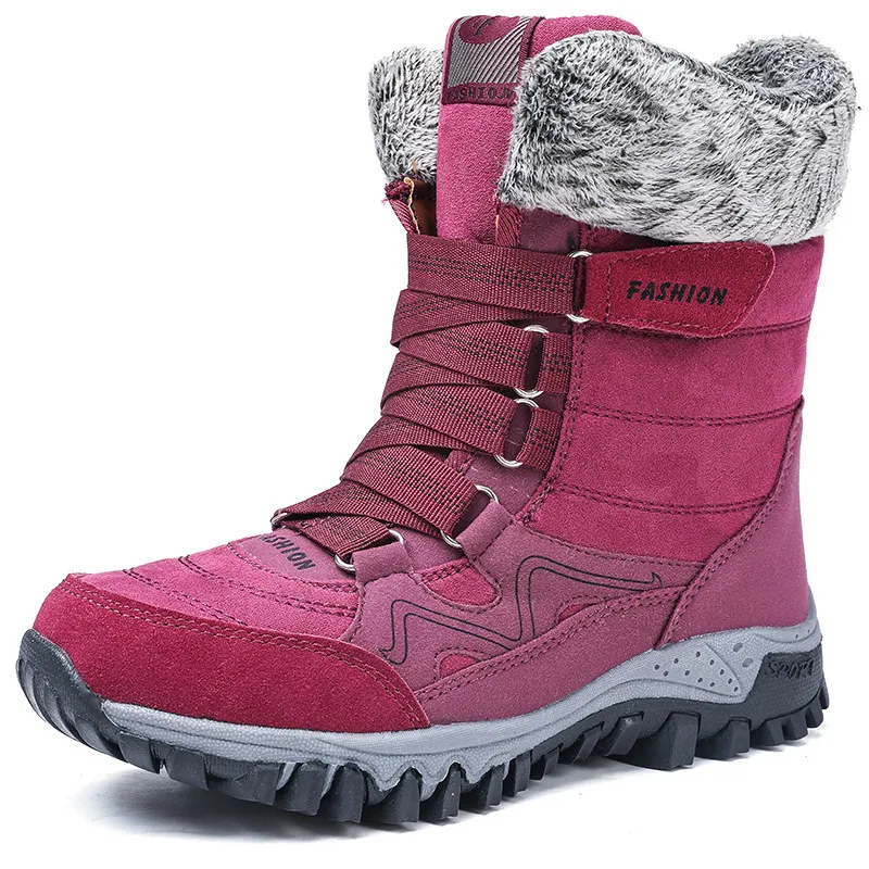 Snow boots high-top plus velvet padded non-slip cotton boots - Purple