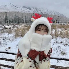 Scarf Sets Winter Easy To Match Warm Hat Scarves Gloves Kawaii Female Sets - White - View 1