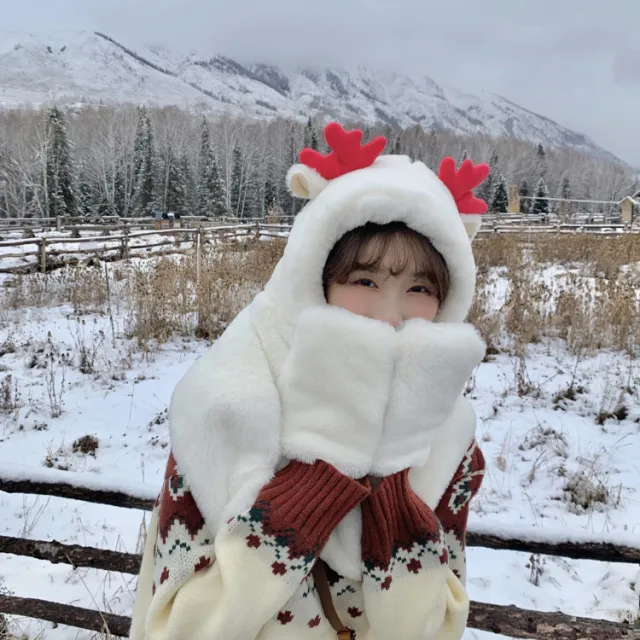 Scarf Sets Winter Easy To Match Warm Hat Scarves Gloves Kawaii Female Sets White - Shop at LoveMi