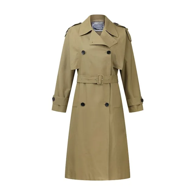 Double breasted casual lace up over the knee long trench coat Brown - Shop at LoveMi