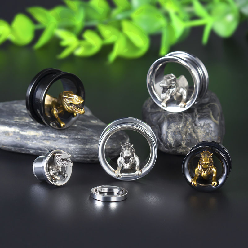 Dinosaur Pierced Stainless Steel Earrings