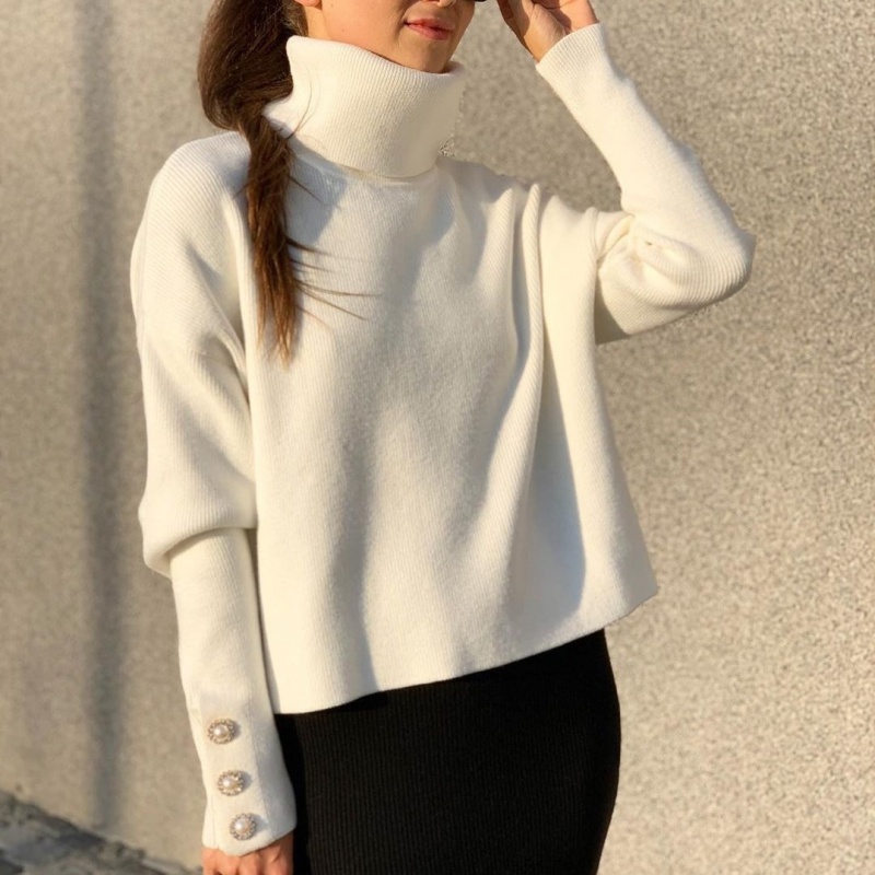 Winter women's lapel knitted casual pullover sweater clothes