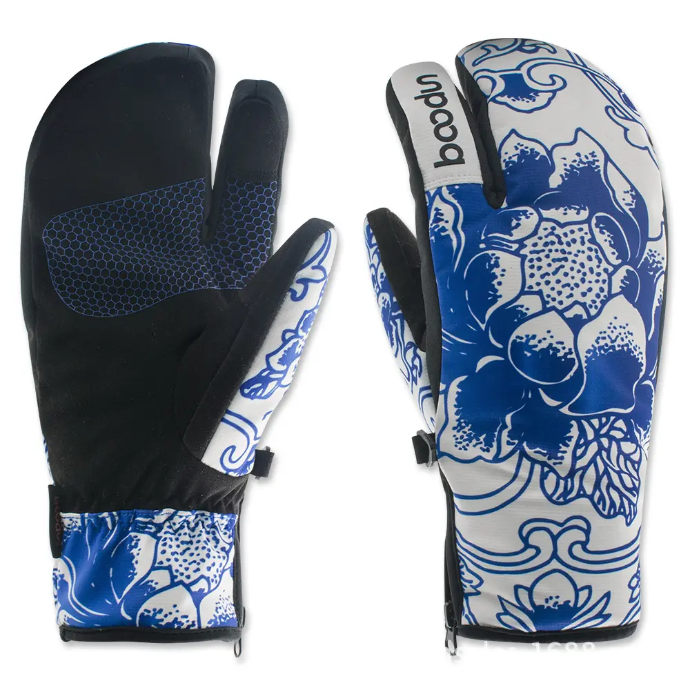 Ski gloves outdoor three-finger warm