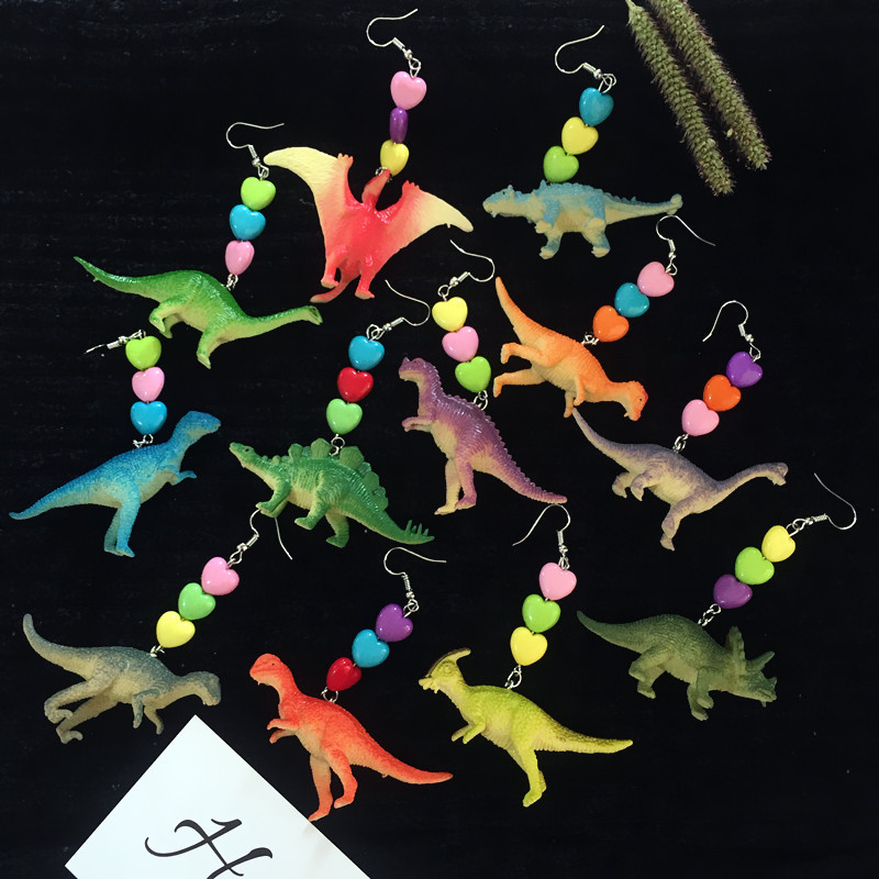 Beautiful girl childlike dinosaur earrings