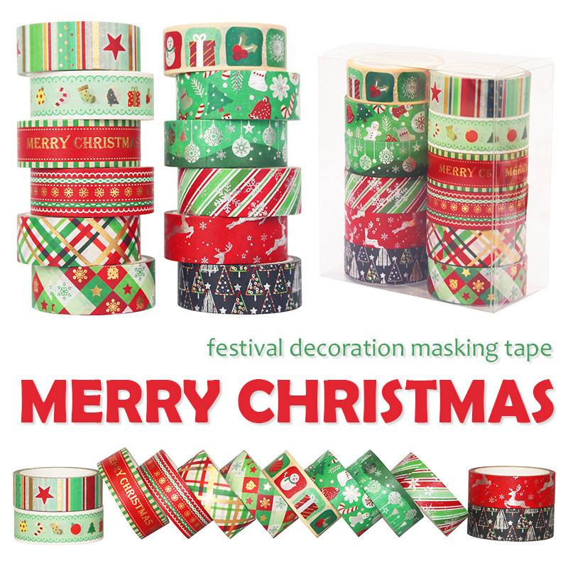 Set of 12 rolls Christmas paper tape
