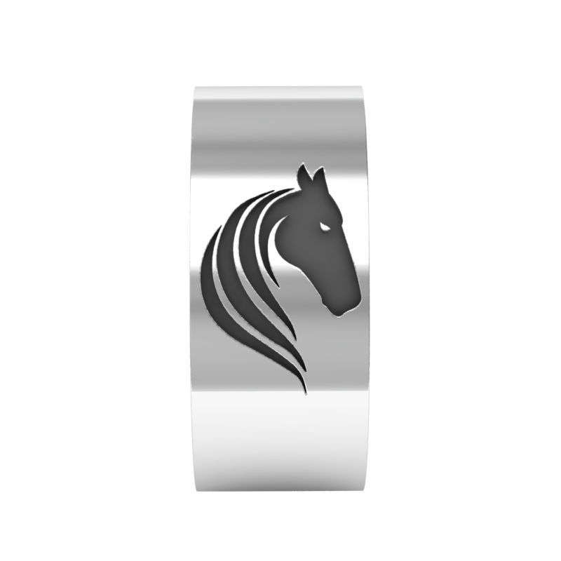 Titanium steel jewelry 8mm horse logo ring