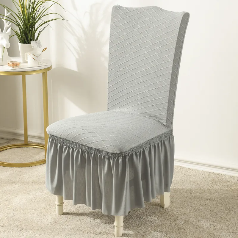 Knitted household elastic one-piece dining chair cushion set simple hotel stool cover dining table chair cover universal European style - Grey