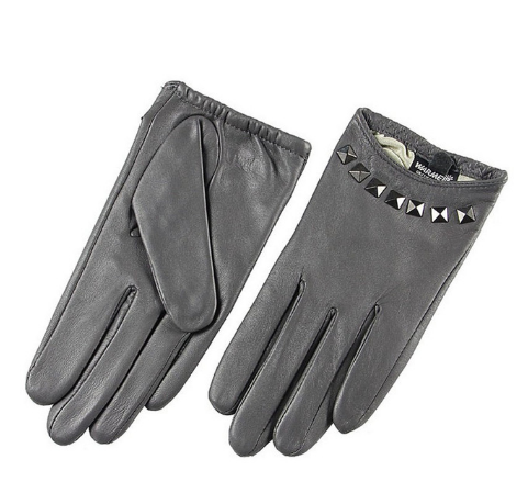 Ladies spring and autumn leather gloves – Dark Grey, XL