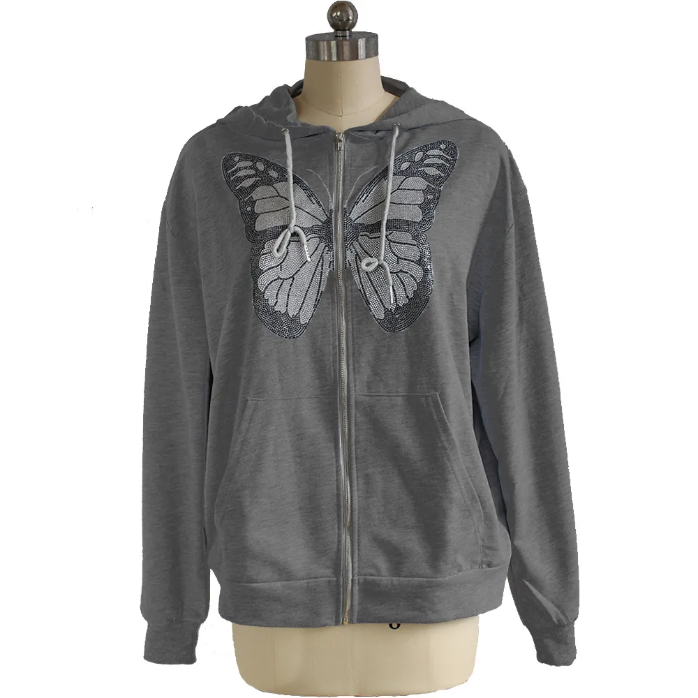 Printed long-sleeved hooded sweatshirt - Dark Grey