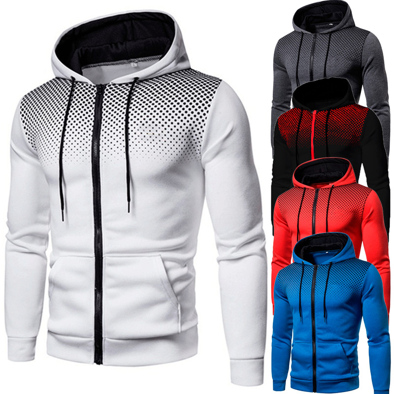 New men's fashion casual cardigan hooded sweater