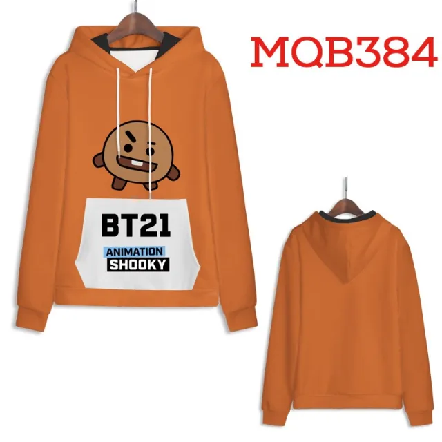 Patch pocket sweatshirt long sleeve hooded pullover sweater Orange - Shop at LoveMi
