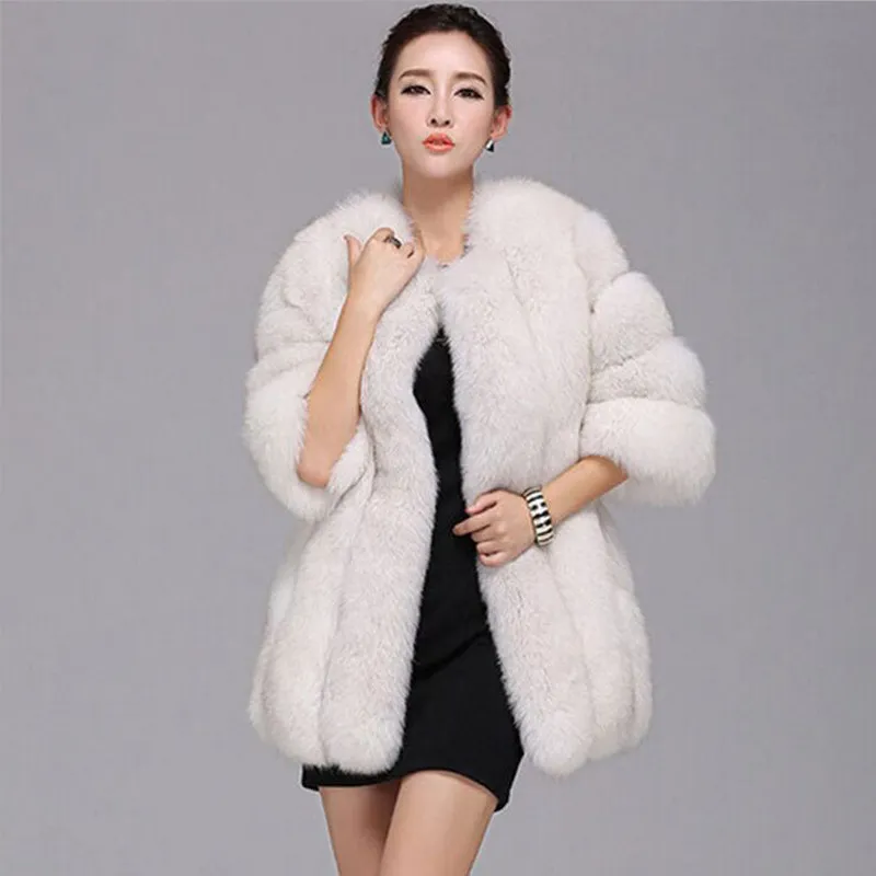 Russian imitation fur fur all-in-one women's winter - White