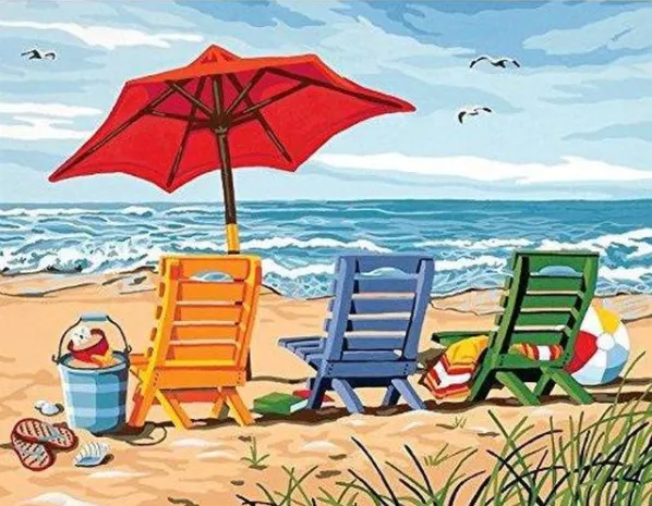 Beach Chairs DIY Painting By Numbers Kit 40X50Cm - Shop at LoveMi