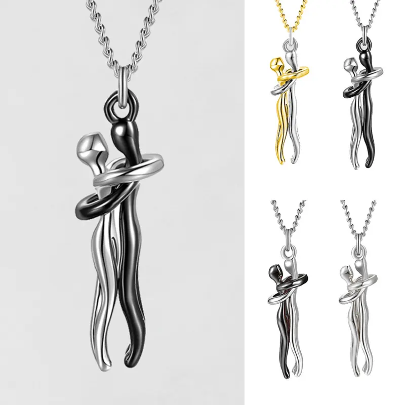 Love Hug Necklace Unisex Men Women Couple Jewelry Simple