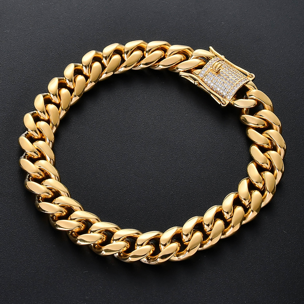 Men's Copper Micro-Inlaid Buckle Cuban Bracelet