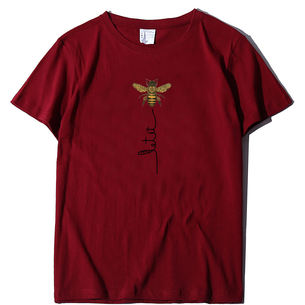 Summer bee print short sleeve women's T-shirt