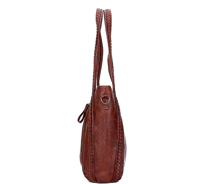 Tote bag large-capacity stitching soft leather shoulder bag