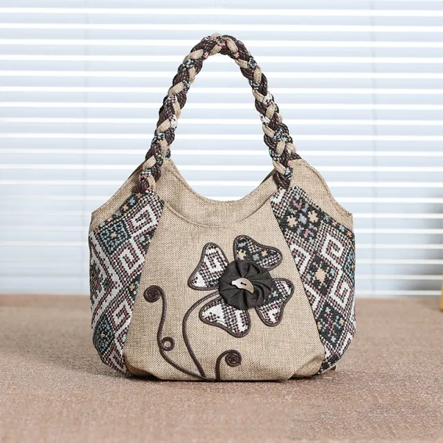 Hand woven vintage multi compartment handbag Grey - Shop at LoveMi
