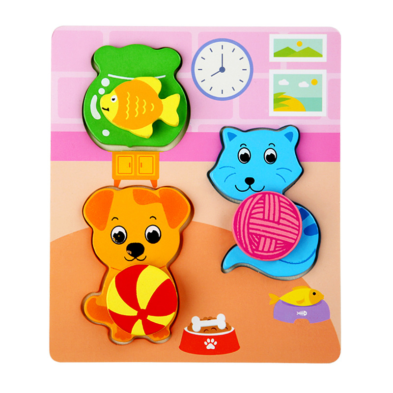Children's wooden three-dimensional stacking puzzle