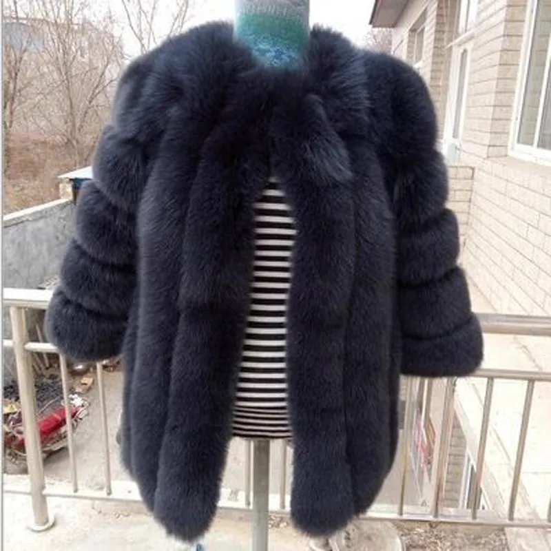 Russian imitation fur fur all-in-one women's winter - Black