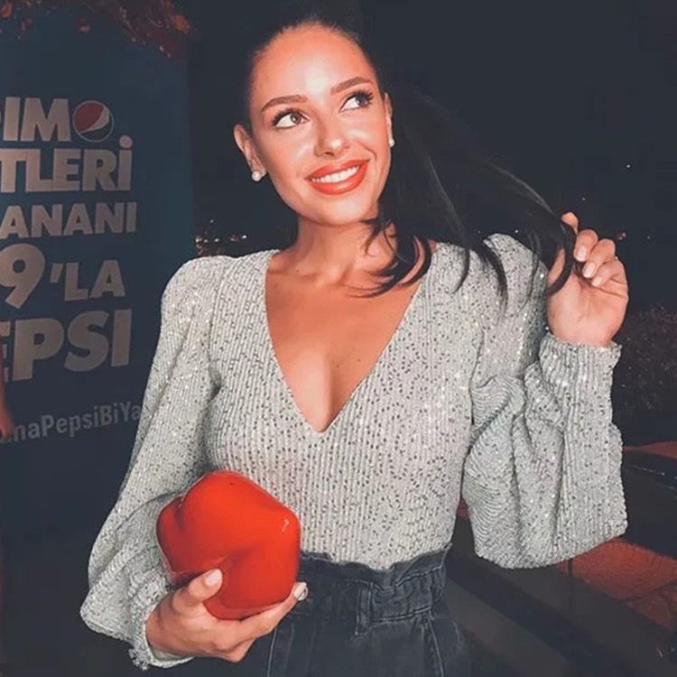 Tops elegantes con lentejuelas para mujer, top de plata vintage para mujer, tops sexys de fiesta con cuello en V, ropa elegante para chica 