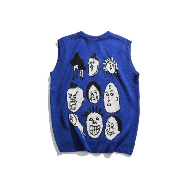 style cartoon sweater vest Blue - Shop at LoveMi