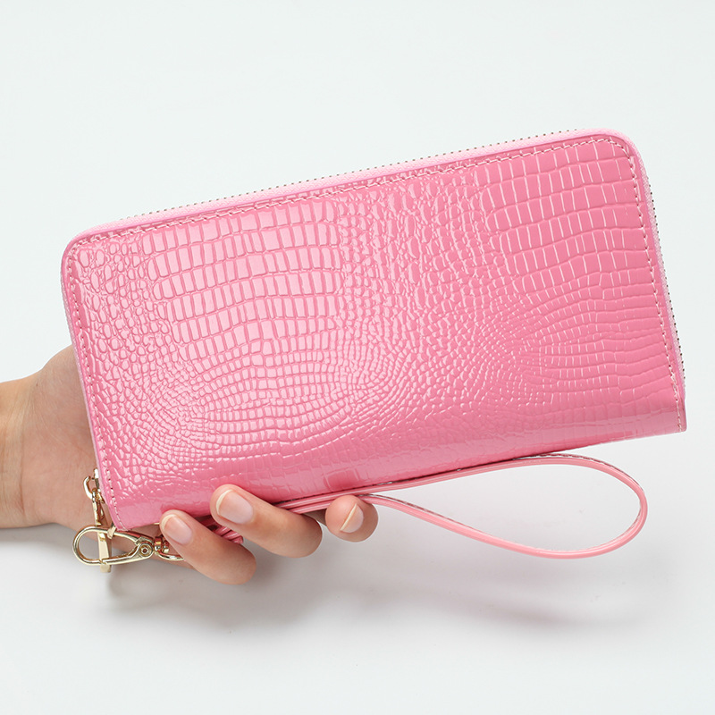 Single zipper patent leather phone case — view 2