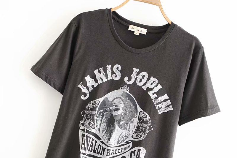 Printed round neck turtleneck with short sleeves