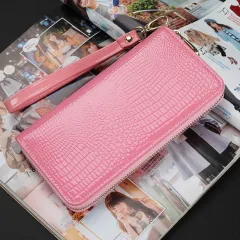 Single zipper patent leather phone case - Pink - View 1