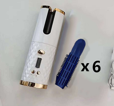 Multifunctional Automatic Wireless Curling Iron White And Clip 6Pcs - Shop at LoveMi