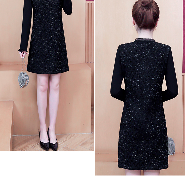 Fleece lace dress women autumn and winter