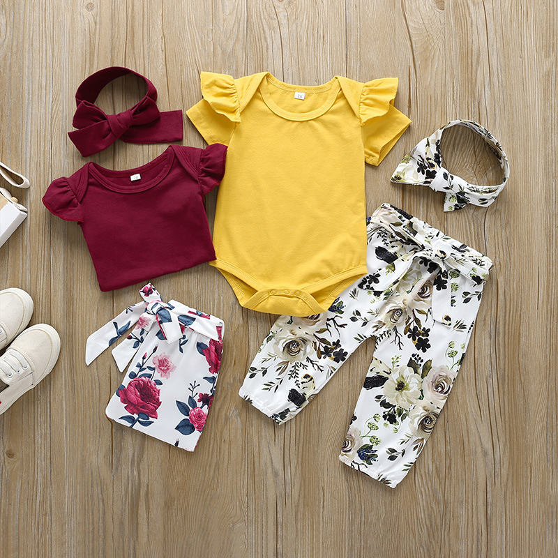 Children's cotton retro print crawling clothes