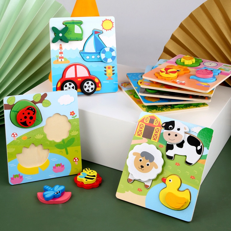 Children's wooden three-dimensional stacking puzzle