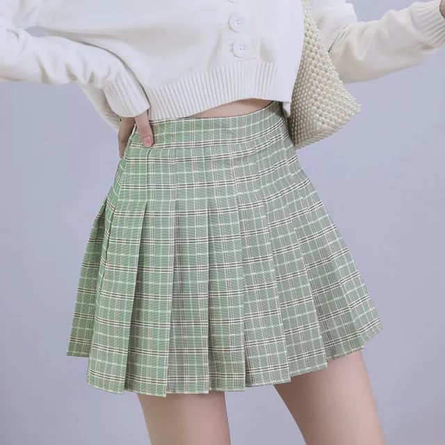 Green Check Print Skirt 1 Green - Shop at LoveMi