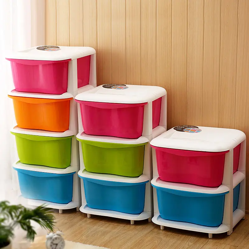 Candy color storage drawer cabinet, plastic finishing