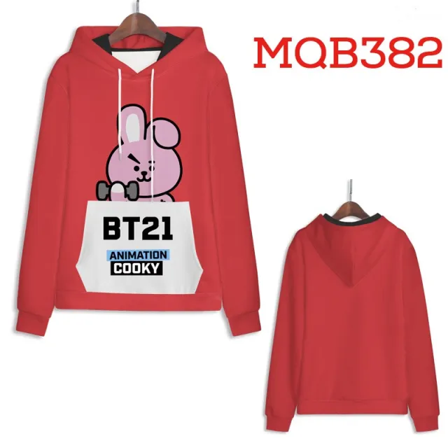 Patch pocket sweatshirt long sleeve hooded pullover sweater Red - Shop at LoveMi