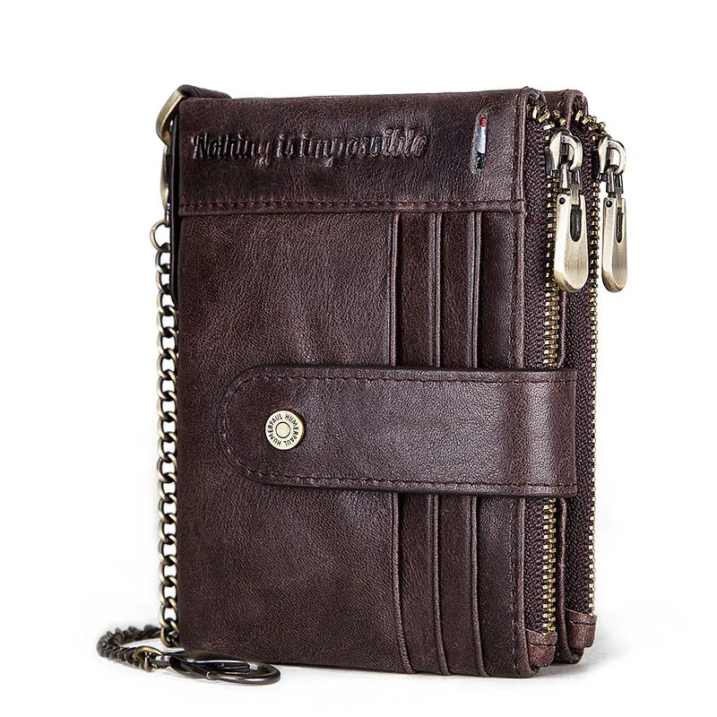 New anti-theft swipe wallet multi-card Crazy Horse leather coin purse - Brown