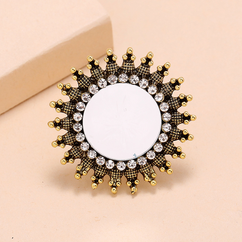Exquisite Tibetan Vintage Gold Big Adjustable Sunflower ring